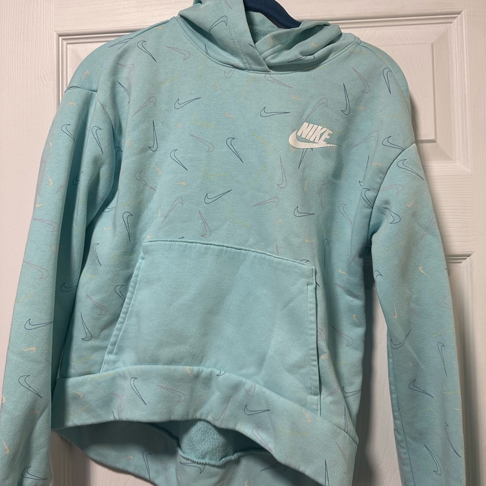 Nike Aqua Hoodie with Logo Pattern girls XL